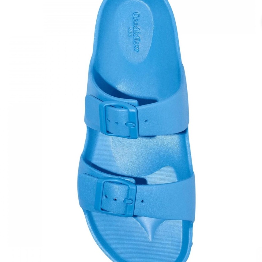 NWTGoodfellow & Co Mens Carson Two Band Slide Sandals Blue 13 - Picture 3 of 5
